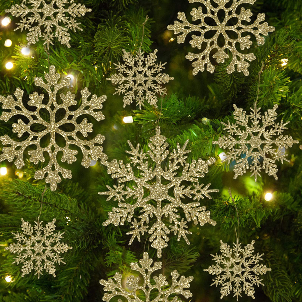 kockuu Christmas Decorations Snowflake Ornament White for Tree Decor Craft