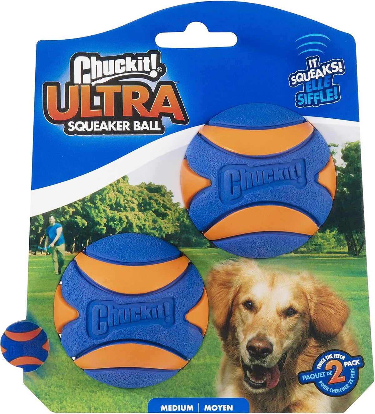 Chuckit! Ultra Ball Dog Toy - Medium Bouncy Fetch Balls For Dogs 20-60 lbs - Made from Durable Rubber - Floating Water Pet Toys - Size Medium - 2.5-inch Diameter - Pack of 4