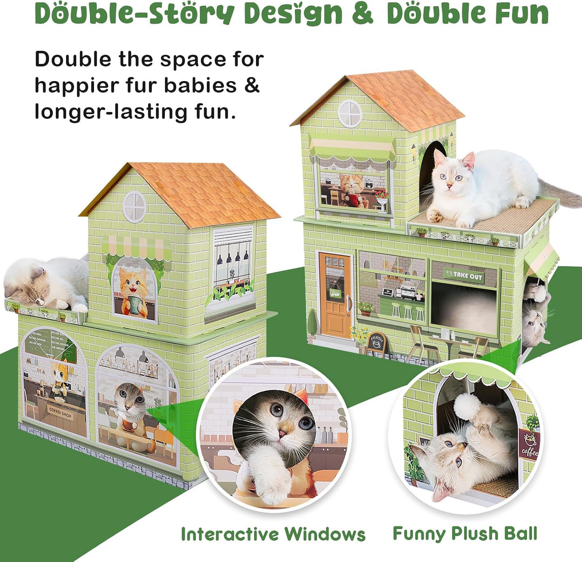 Cardboard Cat Houses for Indoor Cats Kitten Scratcher Houses Cafe Themed