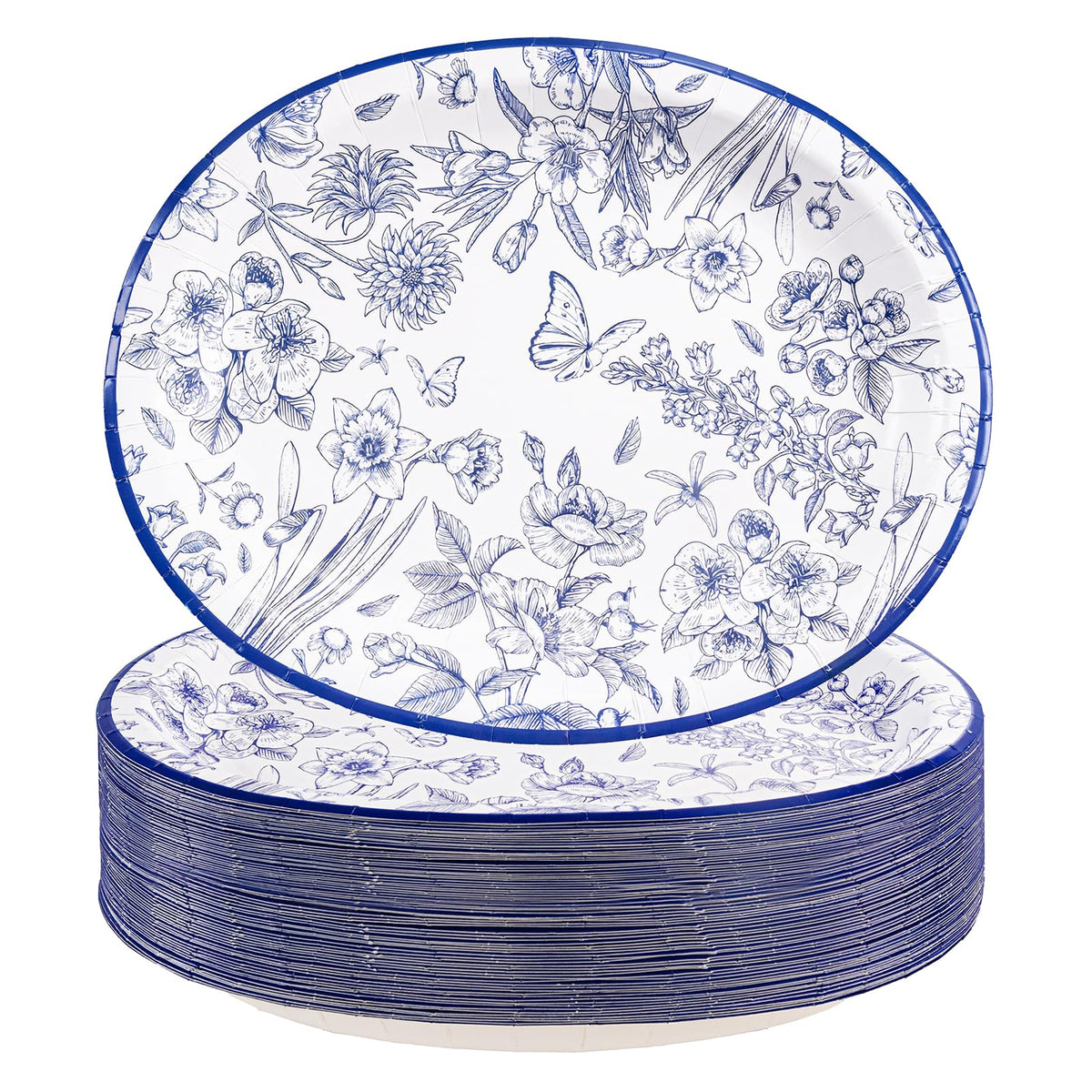 50Pack Thanksgiving Oval Plates Paper - 10" x 12" Happy Thanksgiving Plates Disposable Dinner Supply - Turkey Thankful Pattern