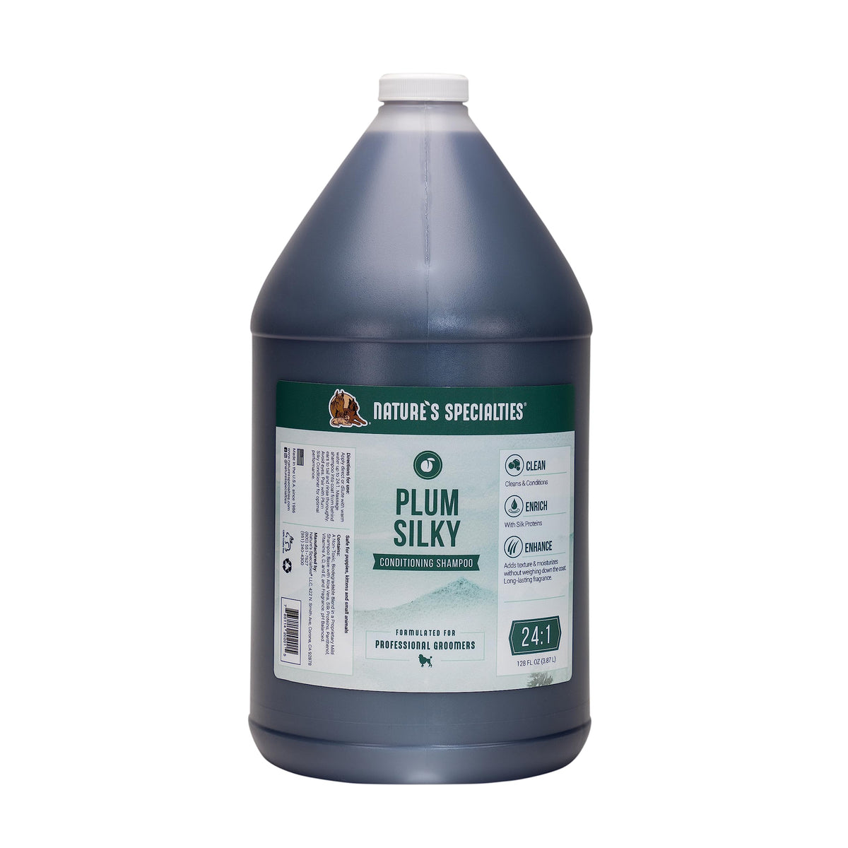Nature's Specialties Plum Silky Ultra Concentrated Dog Shampoo Conditioner, Makes up to 3 Gallons, Natural Choice for Professional Pet Groomers, Silk Proteins, Made in USA, 16oz
