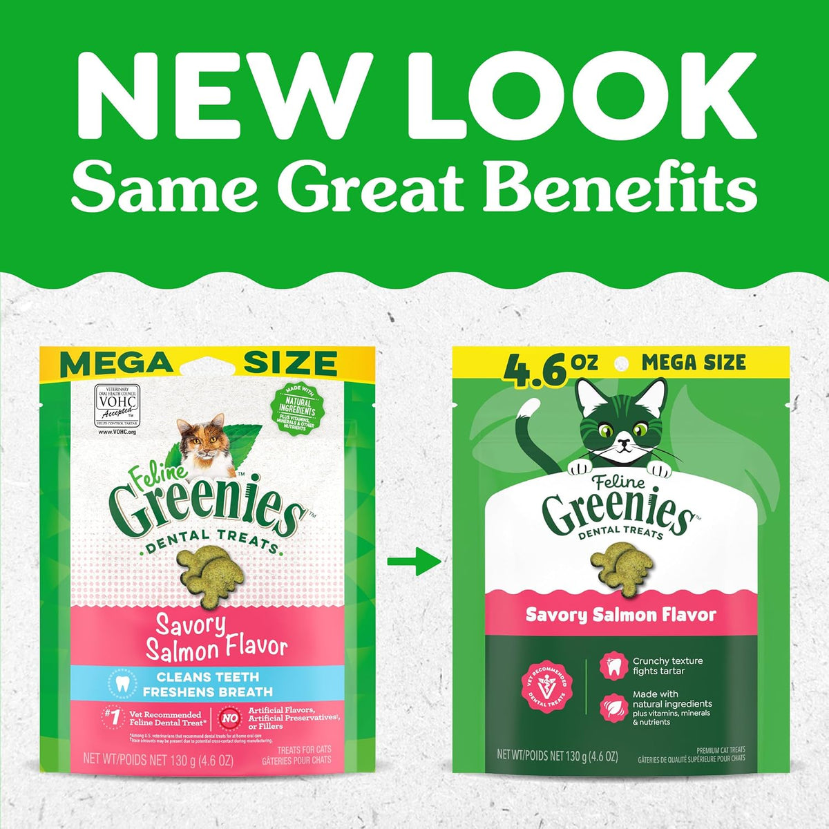 Greenies Cat Treats, Feline Veterinarian-Recommended Adult Natural Dental Cat Treats, Savory Salmon Flavor, 4.6 oz. Pouch