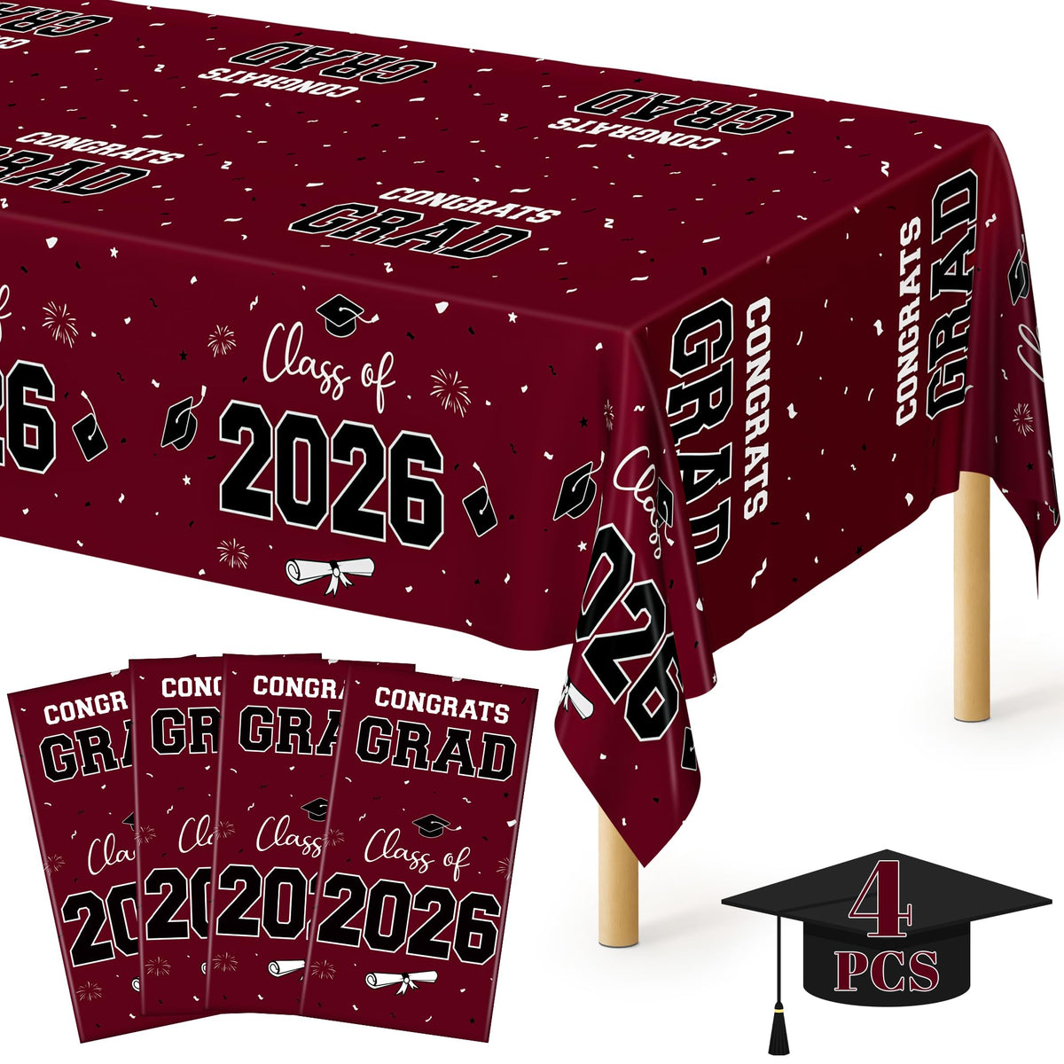 3 Pack Thanksgiving Tablecloths, 108" x 54" Disposable Turkey Table Cloth