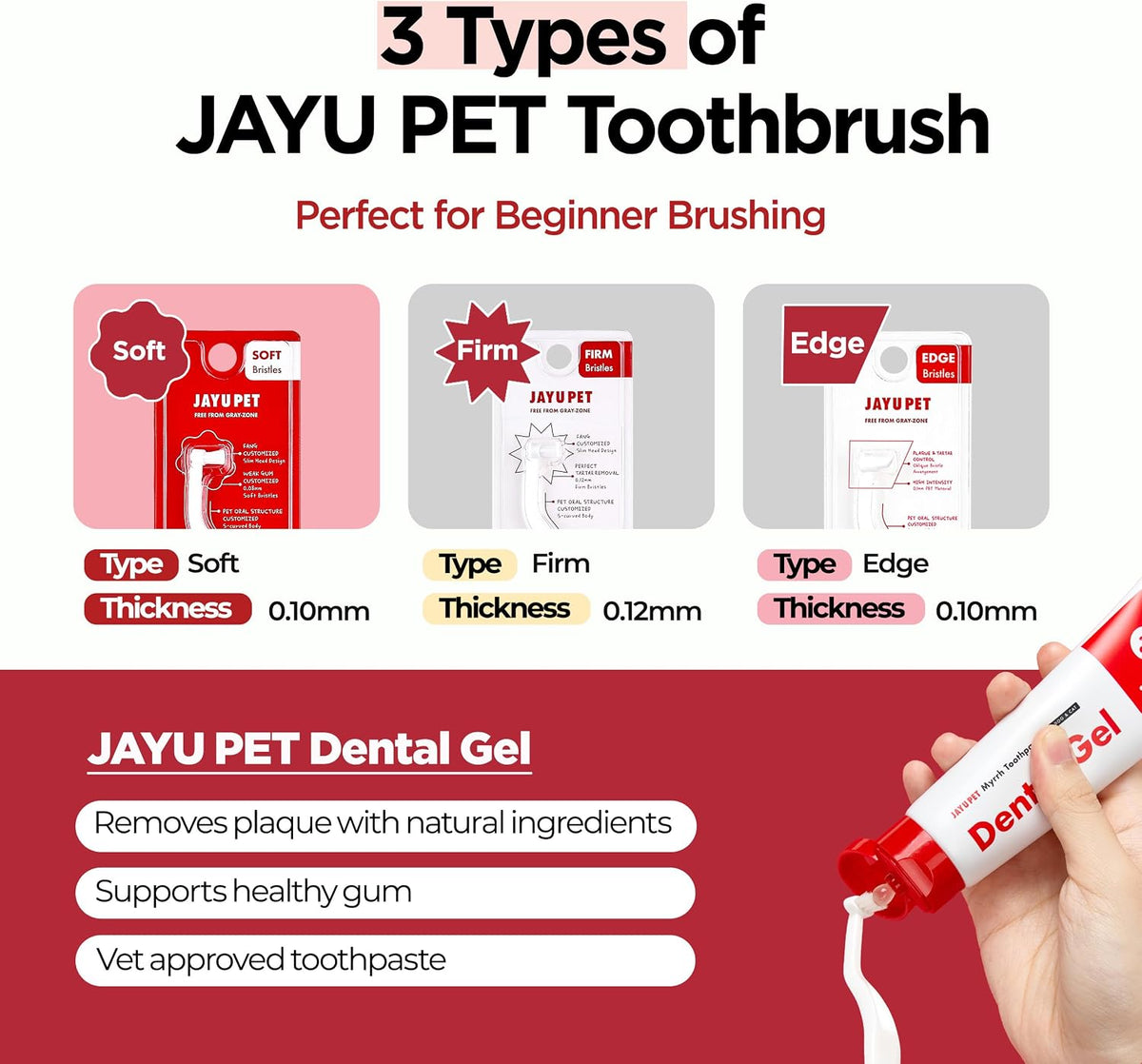 JAYU PET Dental Care Brush with Soft Bristles 1ea