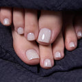 Curvlife Soft Gel Press on Toenails Short Design Milky White Fake Toe Nails Stick On Foot Nails Acrylic Glossy White Toenail Press ons Square for Easter Gift For Women