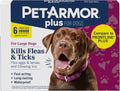 PetArmor Plus Flea & Tick Topical Dogs 45-88 lbs, 6-Month | Ideal for Large Dogs 45-88 lbs; Kills Fleas, Eggs, Larvae, Ticks & Lice; 6-month supply; Waterproof Nose-to-Tail