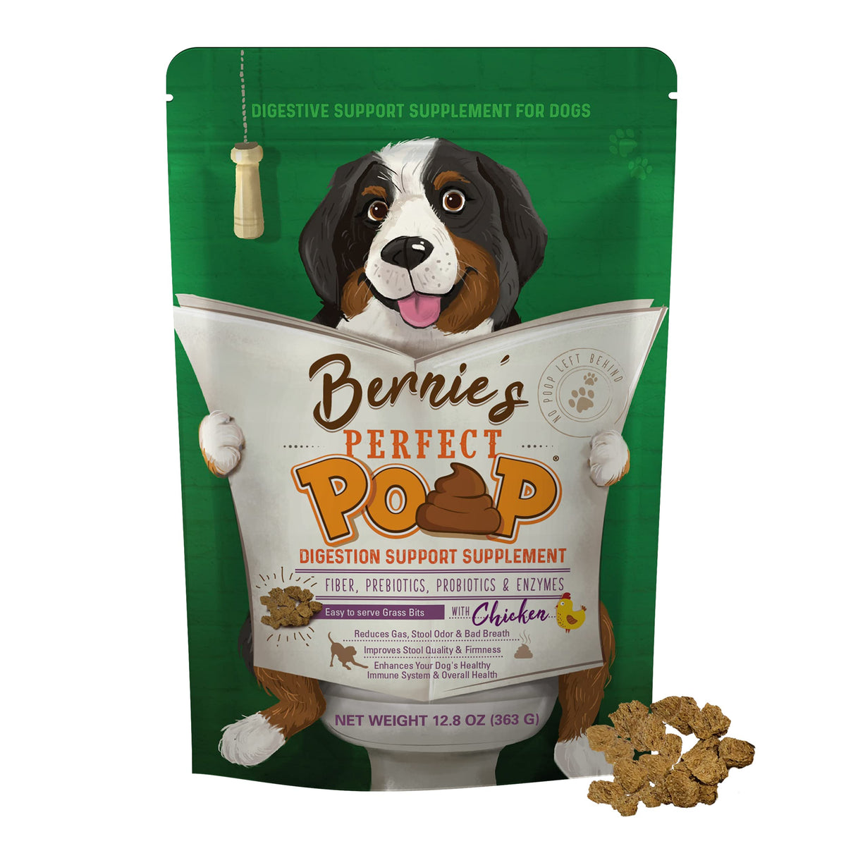 Perfect Poop Digestion & General Health Supplement for Dogs: Fiber, Prebiotics, Probiotics & Enzymes Relieves Digestive Conditions, Optimizes Stool, and Improves Health (Chicken, 4.2)