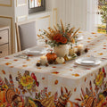 XCHI Fall Harvest Squirrel Turkey Maple Leaves Cross Pumpkin Thanksgiving Tablecloth Rectangle Table Cloth Table Covers for Indoor Dining Home Party Decorations 60x84 Inch