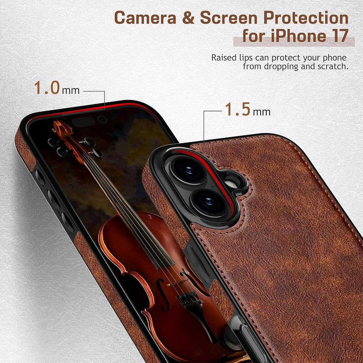 LOHASIC for iPhone 17 Leather Case, Magnetic Phone Case 6.3", Vintage Brown