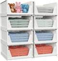 4 Pack Stackable Closet Storage Basket - Stackable Storage Bins | Multifunctional & Foldable Closet Organizer Waterproof, Wardrobe Cupboard Space-Saving Storage Drawer Organizer