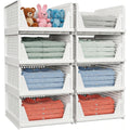 4 Pack Stackable Closet Storage Basket - Stackable Storage Bins | Multifunctional & Foldable Closet Organizer Waterproof, Wardrobe Cupboard Space-Saving Storage Drawer Organizer