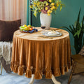 GLORY SEASON Velvet Tablecloth Luxurious Solid Rectangle Table Cloth,Oblong Retro Farmhouse Ruffle Tablecloths Washable Table Cover for Party Olive Green,52x70 Inches