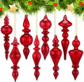 Mifoci 8 Pcs 6 Inch Mercury Glass Finial Christmas Ornaments,Red