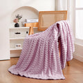 Puncuntex Burnt Orange Throw Blanket 50"×60" Fuzzy 3D Jacquard Decorative