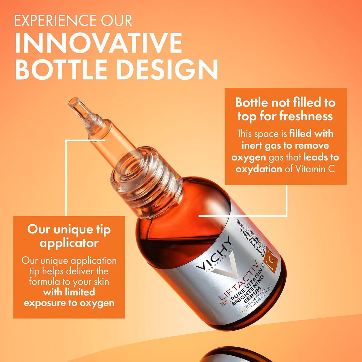 Vichy LiftActiv Vitamin C Serum For Face, Brightening Serum With Pure Vitamin C + Hyaluronic Acid + Vitamin E, Reduces Fine Lines, Smooths Skin Texture, Improves Radiance, Anti Aging