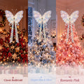 Blueweenly White Butterfly Christmas Tree Topper with Lights, 3D 20" Large