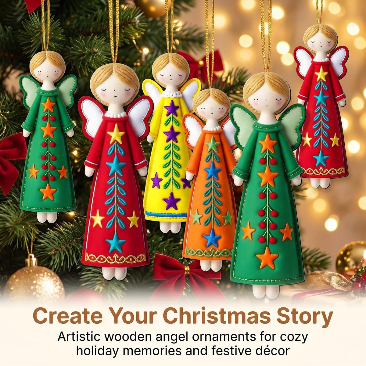 18Pcs Colorful Angel Christmas Ornaments