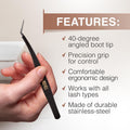 Ardell Pre-Mapped Eyelash Applicator Tool 40° Curved Lash Tweezers | Angled Curve Tip Tweezer, Perfect for Precise False Extensions Placement, Easy Application Helper Device, Faux Mink Black