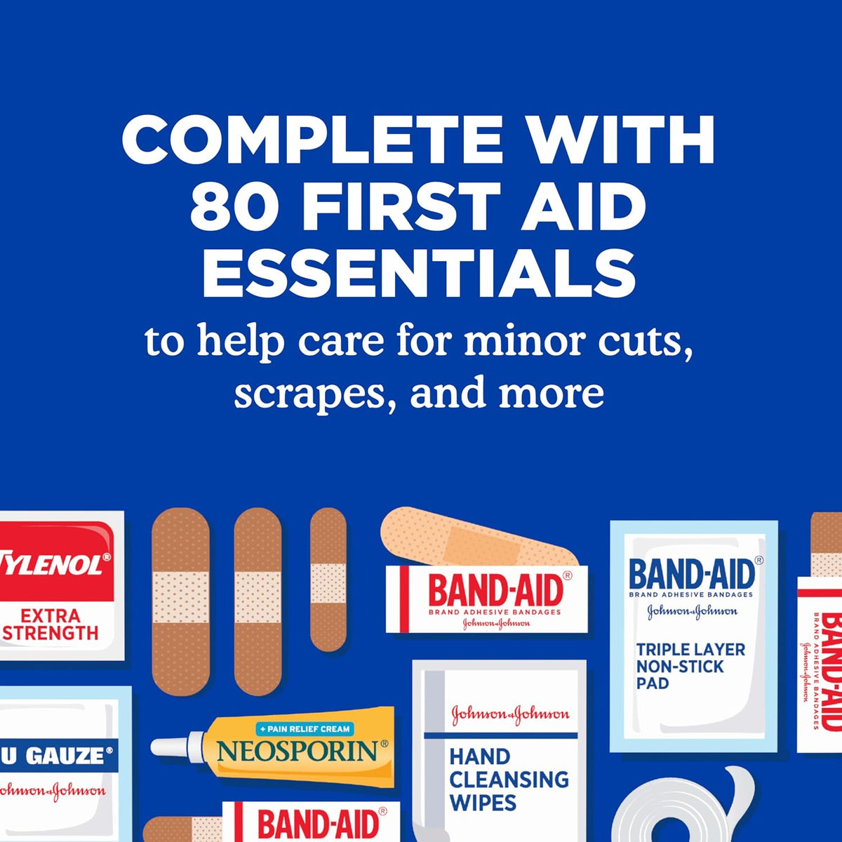 BAND-AID Brand Travel Ready Portable First Aid Kit, 80 Piece