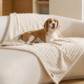Bedsure ComfyFleece™ Waterproof Dog Blankets for Large Dogs,50x60 Cream | Soft Plush Couch Cover,Washable Corduroy Fleece for Furniture Protector,Cozy Calming Reversible Pet Blanket for Senior Dogs