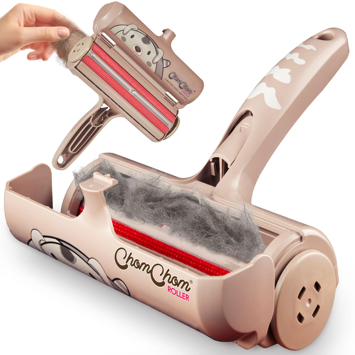 ChomChom Roller Pet Hair Remover – Reusable Lint Roller Pet Hair Removal Tool for Clothes, Couches, Cars and Travel - Cat Dog Hair Remover, Compact, No Sticky Refills Needed (Mini Roller)