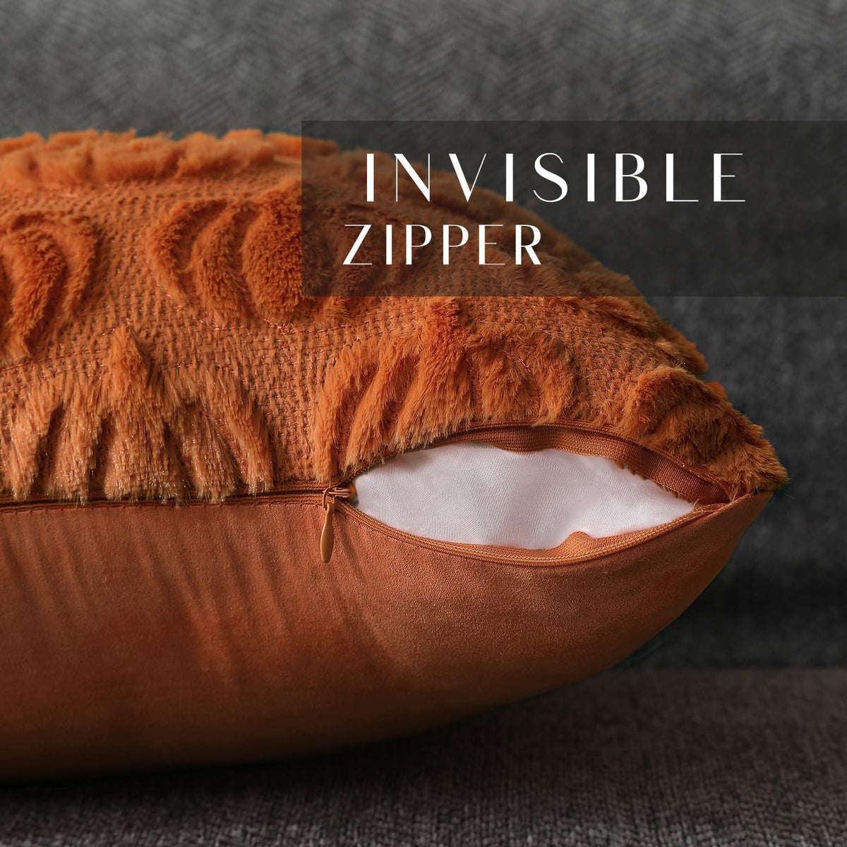 DFXSZ Fall Pillow Covers 18x18 2Pcs Rust Pumpkin Fall Decorations for Home | Fall decor Set of 2 Throw Pillow Cases Soft Plush Faux Fur Wool Couch Cushion for Chair Sofa Bedroom Living Room Home Decor