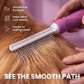 Poodle Pet Detangling Pet Comb with Long & Short Stainless Steel Teeth for Removing Matted Fur, Knots & Tangles – Detangler Tool Accessories for Safe & Gentle DIY Dog & Cat Grooming