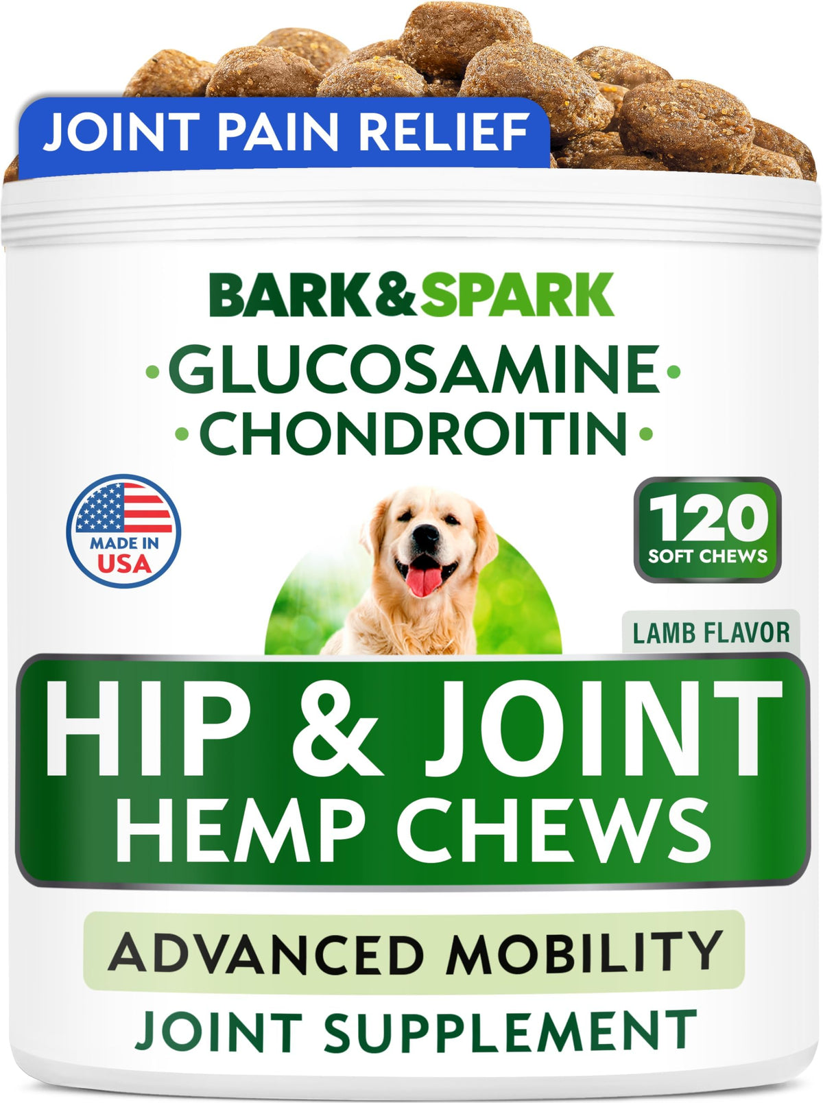 BARK&SPARK Advanced Calming Chews for Dogs - Hemp Chew + Melatonin - Anxiety Relief - Sleep Aid - Relaxing Treats - Stress Relief During Fireworks, Storms, Thunder, Barking