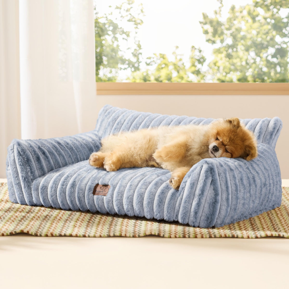 Bedsure ComfyFleece™ Shown on TV Fluffy Cute Dog Couch for Pets,30in Cream | Small & Medium Dog Bed Washable Cover,Supportive Couch Bed for Small Dogs,Pet Sofa Seen on Good Day New York,Up to 20 Lbs