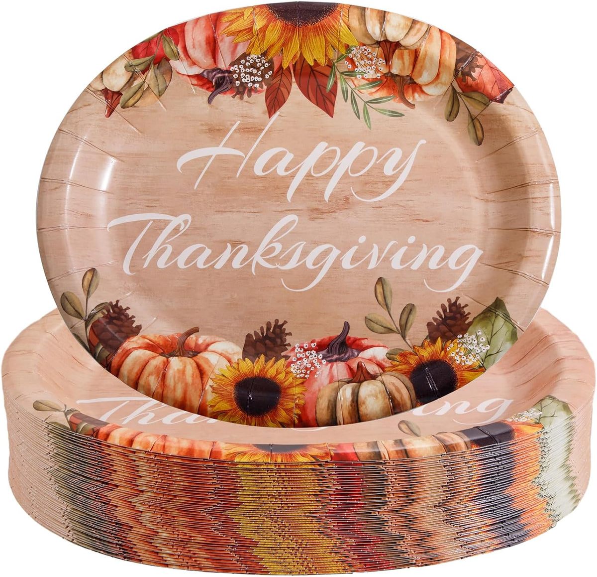 50Pack Thanksgiving Paper Plates - 10" x 12" Oval Paper Plates Dinner Size Large Disposable Platter Heavy Duty For Happy Thanksgiving Serving Tray Autumn Fall Harvest Party Supply