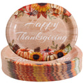 50Pack Thanksgiving Oval Plates Paper - 10" x 12" Happy Thanksgiving Plates Disposable Dinner Supply - Turkey Thankful Pattern