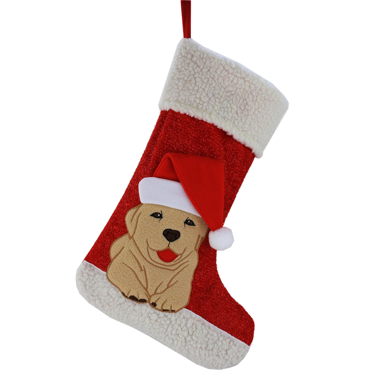 WEWILL 18" Dog Felt Christmas Stockings Paws Puppy Red Xmas Stocking Decor