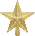 Christmas Tree Star Topper, 8" Gold Glitter Xmas Star Tree Decorations, 3D