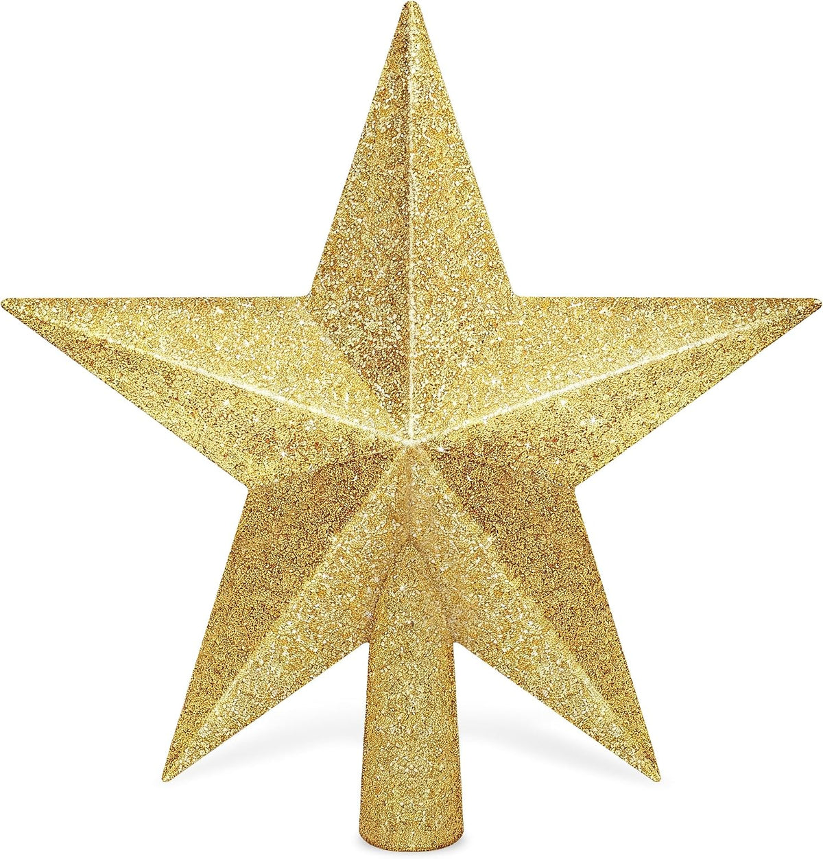 Christmas Tree Star Topper, 8" Gold Glitter Xmas Star Tree Decorations, 3D