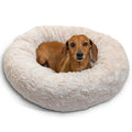 Best Friends by Sheri The Original Calming Donut Dog Bed for Large Dogs up to 100 lbs, Shag Faux Fur, Taupe, Large, 36" x 36"