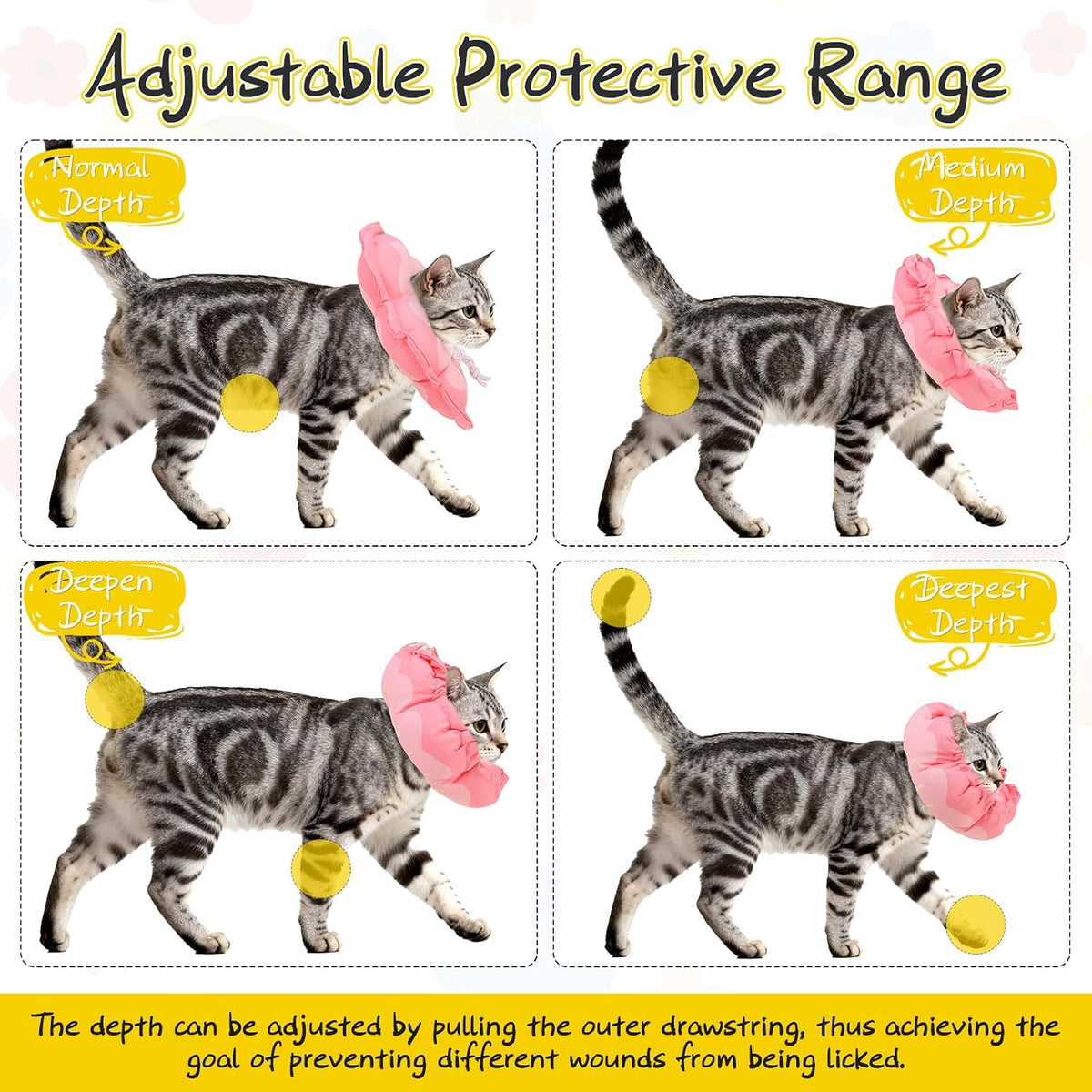 EXPAWLORER Cat Cone Collar Soft, Cat E Collar Recovery After Surgery to Stop Licking, Adjustable Waterproof Cute Neck Elizabethan Pet Kitten Puppy Donut Pillow for Cats Puppy Wound Healing, PinkM