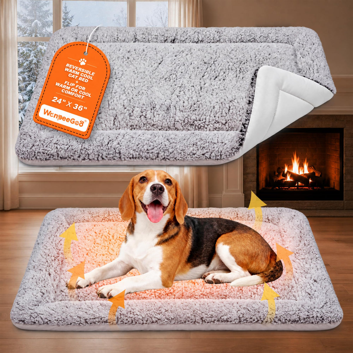 Self Warming Cat Bed, Reversible Cooling Mat for Cats, Gray, 18 x 24 Inches
