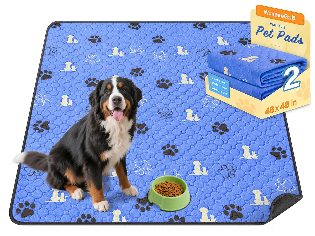 WanpeeGoo Washable Pee Pads for Dogs, Waterproof, 18 x 24 in, 4 Pack, Gray | Super Absorbent, Waterproof and Non-Slip; Washable, Reusable Dog Pads for Crates, Playpens, Floors, Furniture and Travel
