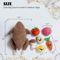 Nocciola 7 in 1 Thanksgiving Turkey Dog Toys, Squeaky Stuffed Soft Interactive Cognitive Enrichment Hide and Seek Dog Chew Toys for Large Medium Small Dogs, Cute Plush Pet Supplies 7 Packs