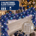 1 Pack 16.4FT Lighted Christmas Tinsel Garland, Blue Xmas Garland