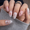 CurvLife Milky White Square Press on Nails Short, Soft Gel Fake Nails with Clean Nude Apricot Design Full Cover False Nails Glossy Nude Glue on Nails Artificial Stick on Nails for Women