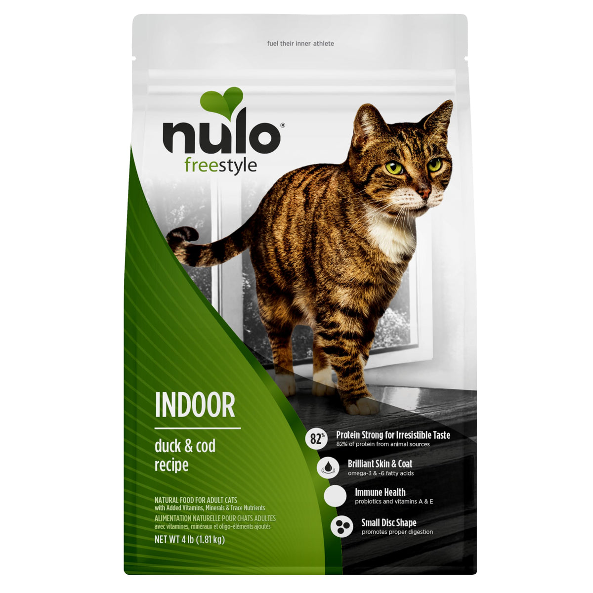 Nulo FreeStyle Dry Cat Food Indoor - Duck & Cod, High Protein Grain-Free Dry Cat Food, Natural Kibble with Probiotics and Omegas Fatty Acids, 14lb Bag