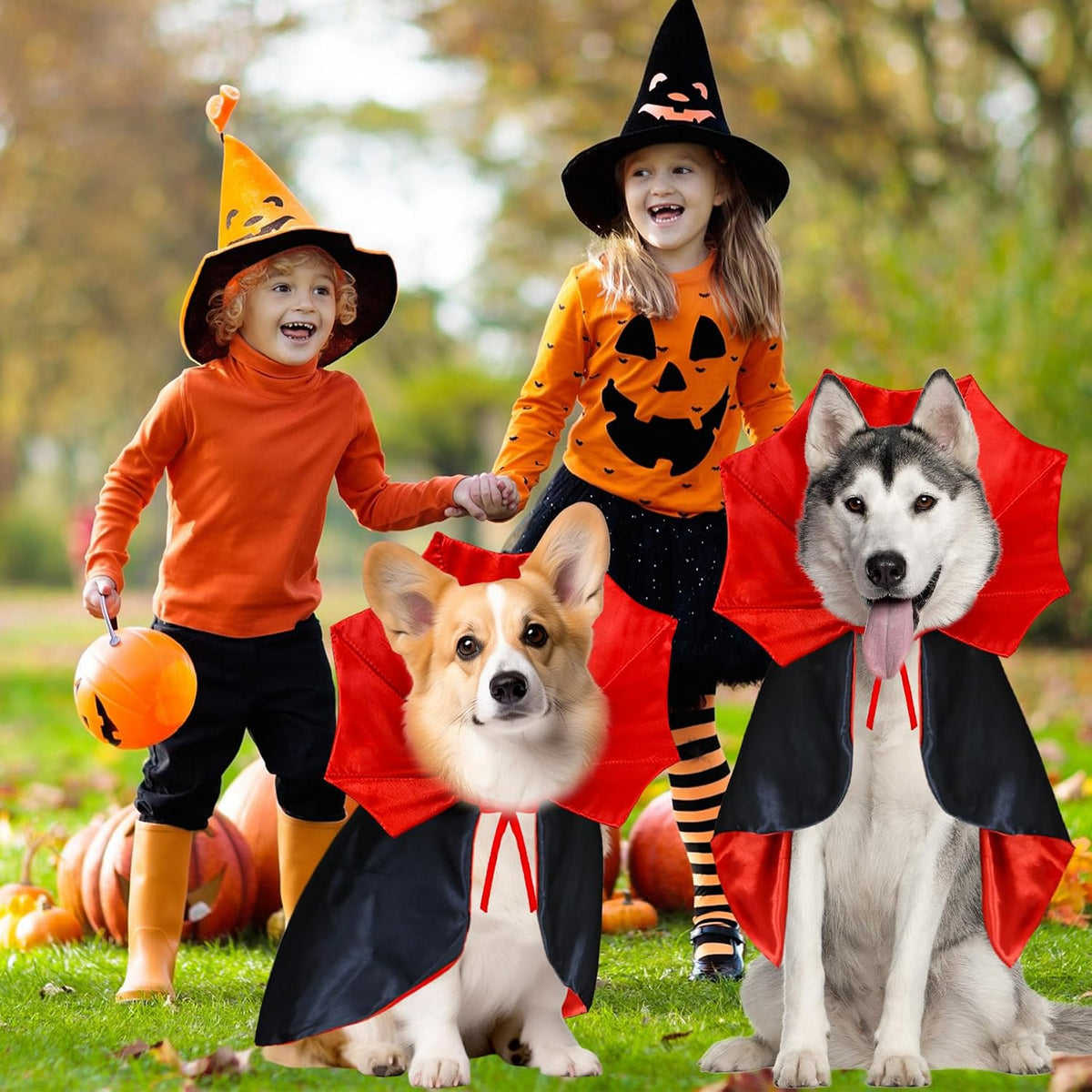 GOYOSWA Dog Halloween Costumes, Dog Vampire Devil Cloak Cape Costume Halloween Costumes for Small Medium Large Dogs Pets (Large)