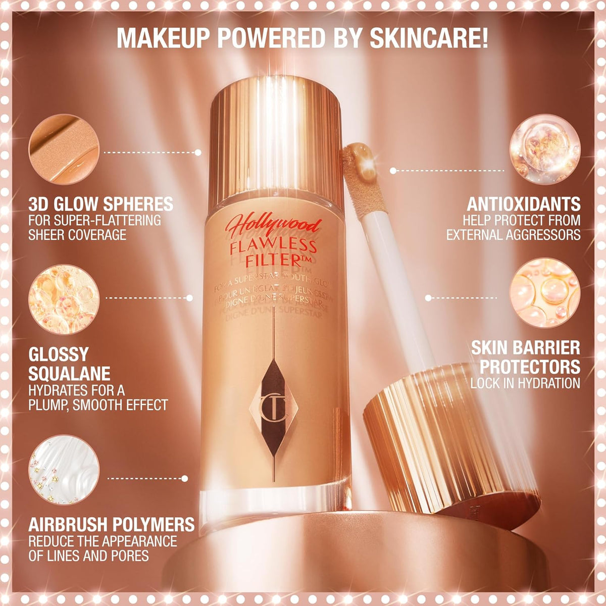 Charlotte Tilbury Hollywood Flawless Filter - Multi‑Use Makeup Primer, Complexion Booster & Illuminating Liquid Highlighter with Sheer Coverage - Smooths & Blurs Skin