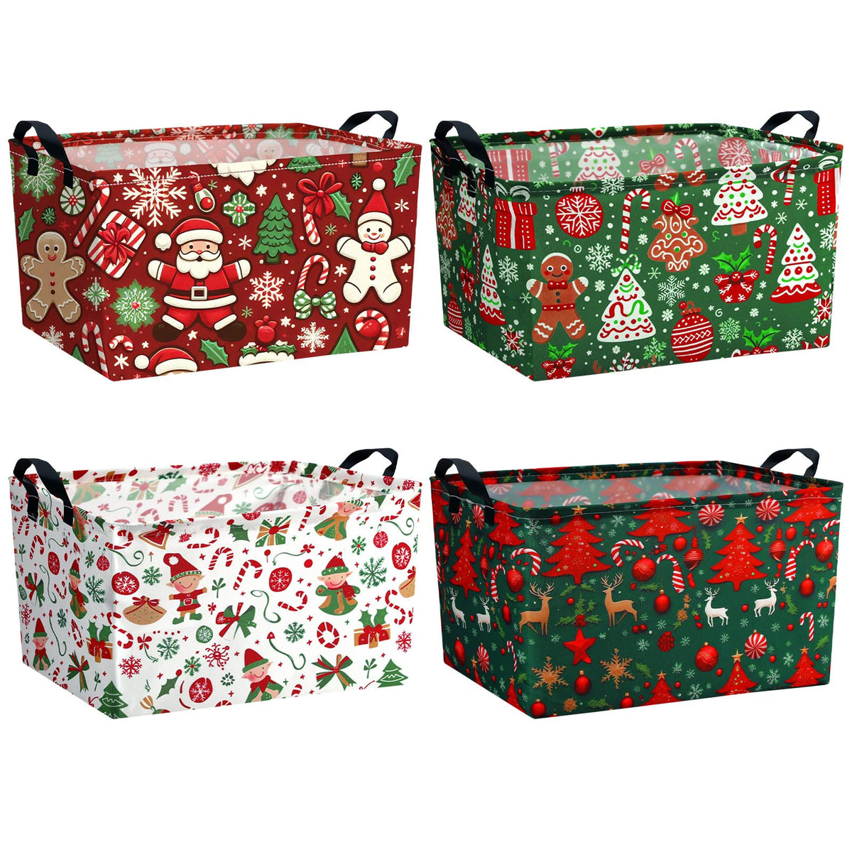 4 Pcs Thanksgiving Storage Basket Empty with Handles, Large Fabric