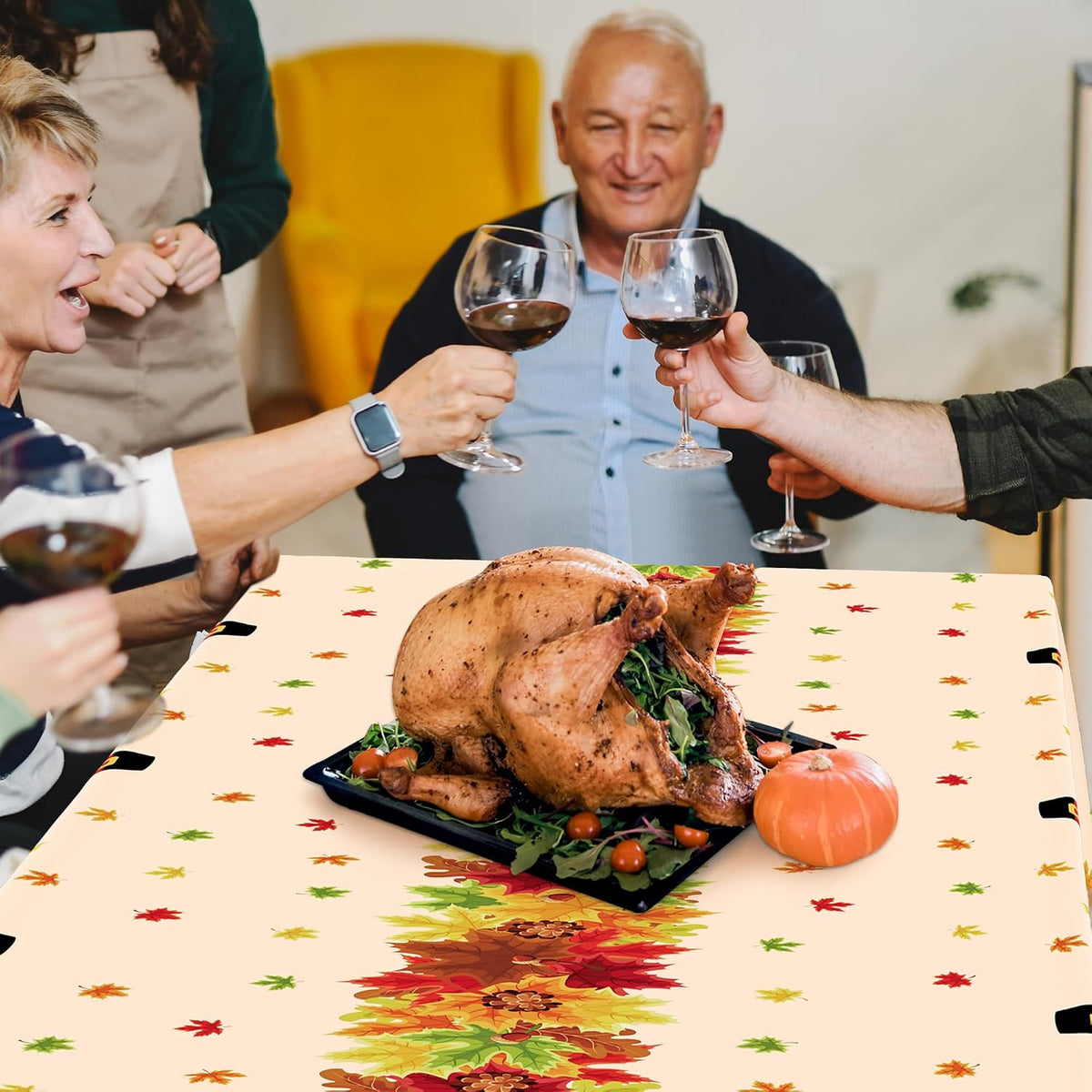 3 Pack Thanksgiving Tablecloths, 108" x 54" Disposable Turkey Table Cloth