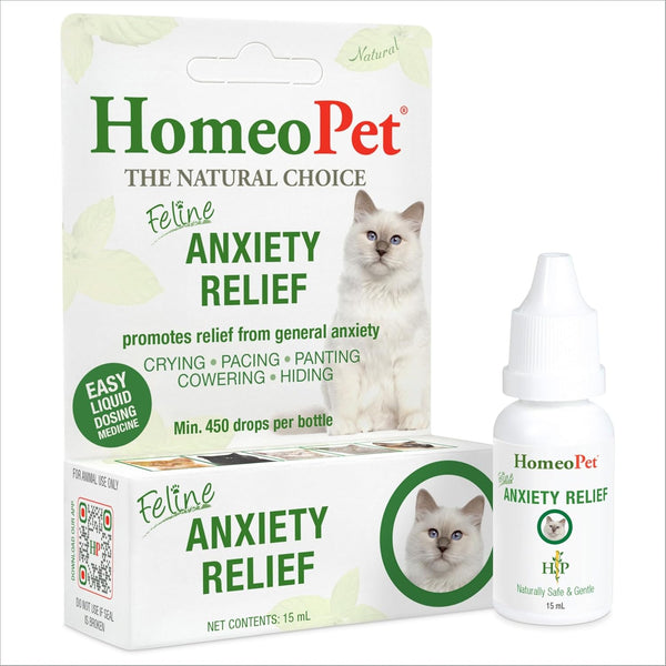 HomeoPet Feline Anxiety Relief Safe and Natural Pet Stress and Anxiety Support Supplement for Cats 15 Milliliters