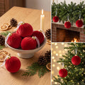 9pcs Large Velvet Christmas Balls Ornaments (Red,3.15'')