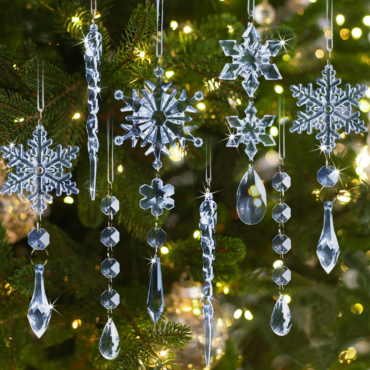 Crystal Ornaments for Christmas Tree Winter Wonderland Decorations