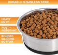 Neater Pet Brands Stainless Steel Dog Bowls with Non-Slip Rubber Bottom – Set of 2, 6 Cup (48 oz), Black - Heavy Duty Metal Dog Bowl, Dishwasher Safe, Food or Water Bowl, Ideal for Large Dogs